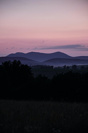 Nature, Sky, Twilight, Bush, Dusk, Hills, Evening HD phone wallpaper
