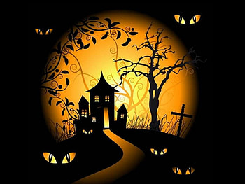 Happy halloween, night, moon, hallowwen, path, eye HD wallpaper