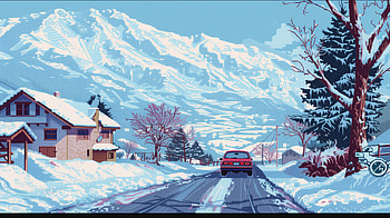 Winter Wonderland Journey - Scenic Snowy Road, winter, snow, snowy road, winter landscape, mountain, Snowy Mountain HD wallpaper