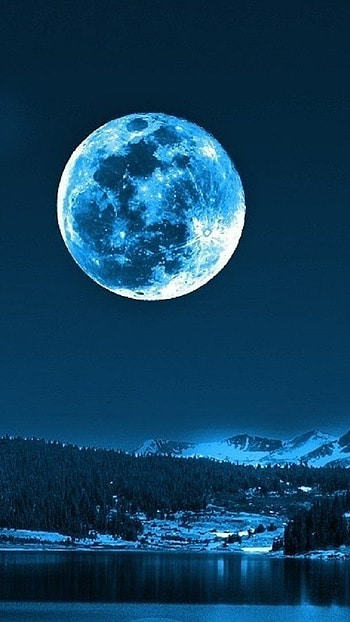 Moon, Blue Theme, Full Moon HD phone wallpaper