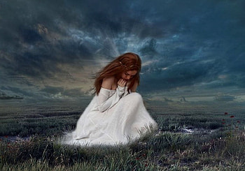 Lost in Paradise, sky, dress, woman, lost HD wallpaper