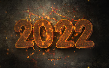 2022 New Year, 2022 fire background, Happy New Year 2022, 2022 3D Burned background, 2022 concepts, 2022 greeting card HD wallpaper