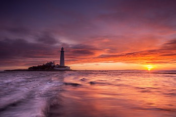 The Lighthouse, sea, lighthouse, sea view, sunrise, clouds, nature, sky, sun, sunset, ocean HD wallpaper