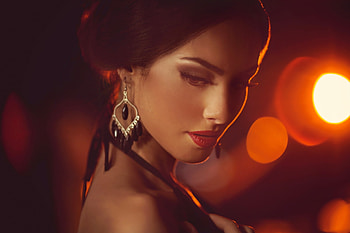 Beauty, ivan slavov, woman, jewel, red, face, girl, earring HD wallpaper