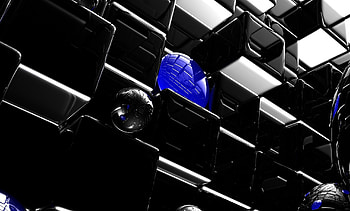 Dark, 3D, Surface, Balls, Squares HD wallpaper