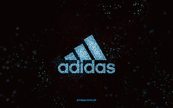Adidas glitter logo, , black background, Adidas logo, blue glitter art, Adidas, creative art, Adidas blue glitter logo HD wallpaper