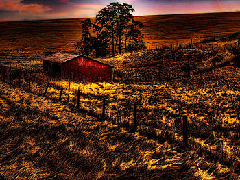 Fence lines, sundown, peaceful, dusk, summer, field, fence, red, clouds, nature, sky, lines, sunset HD wallpaper