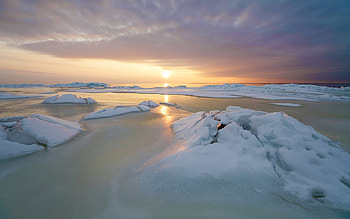 Ice by Sea, winter, sea, Latvia, ice, sunset HD wallpaper