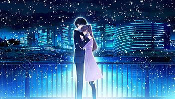White Album 2 Anime Couple – Nighttime Blue City Romance, Anime, White Album 2, anime couple, blue anime HD wallpaper