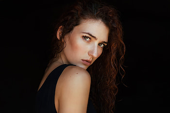 Beautiful, woman, red head, curly hair HD wallpaper