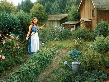 Painting by Robert Duncan, robert duncan, painting, art, nature, woman HD wallpaper