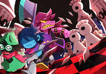 Deltarune Trio: Kris, Susie & Ralsei in Vibrant Adventure, Ralsei (deltarune), Susie (deltarune), Kris (deltarune), video game, deltarune HD wallpaper
