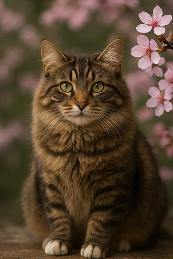 Tabby in Bloom — AI Feline , cat, Animal, AI Art HD phone wallpaper