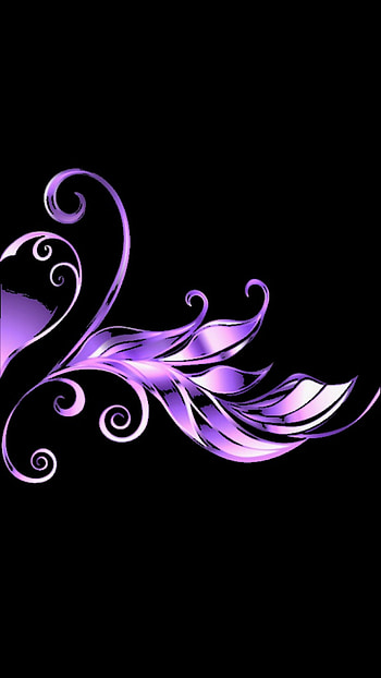 black purple flower 3d, digital, floral, waves, symbol, amoled, curves, neon, design, pattern, abstract HD phone wallpaper