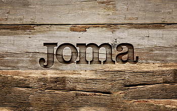 Joma wooden logo, , wooden backgrounds, brands, Joma logo, creative, wood carving, Joma HD wallpaper