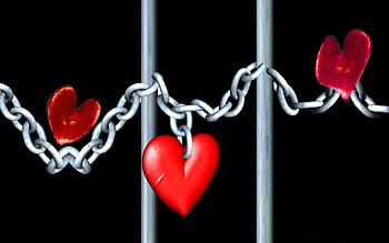 chained heart, leaf, heart, wp, red HD wallpaper