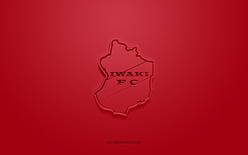 Iwaki FC, creative 3D logo, burgundy background, J3 League, 3d emblem, Japan Football Club, Iwaki, Japan, 3d art, football, Iwaki FC 3d logo HD wallpaper